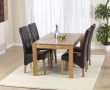 Savanna Oak Dining Table - 120cm & 4 Rochelle Leather Dining Chairs - Brown, Black or Cream
