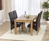 Savanna Oak Dining Table - 120cm & 4 Rochelle Leather Dining Chairs - Brown, Black or Cream