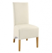 Lyon Oak Wing Back Faux Leather Dining Chairs - Ivory - Pair