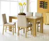 Cuba Oak Fixed Table & 4 Upholstered Dining Chairs 