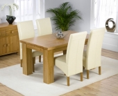 Palermo Oak Dining Table 150cm & 4 Rochelle Leather Chairs - Cream, Black or Brown 
