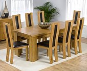 Palermo Oak Dining Table 200cm & 8 Santander Chairs - Cream, Black, Brown or Cream 