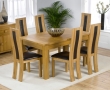 Monaco Oak Extending Dining Table - 150-240cm & 6 Santander Dining Chairs - Black, Brown or Cream