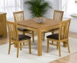 Savanna Oak Square Dining Table - 110cm & 4 Porto Chairs - Black or Brown Leather Seats