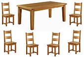 Vancouver Oak Fixed Top Dining Table - 180cm & 6 Oak Dining Chairs