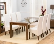 Rochelle Walnut & Glass Dining Table - 200cm & 6 Marcello Ivory Dining Chairs 