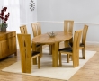 Deco Oak Oval Dining Table 200cm & 6 Astoria Leather Chairs - Cream, Black or Brown