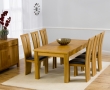 Monaco Oak Extending Dining Table - 180-270cm & 6 Astoria Leather Chairs - Cream, Black or Brown