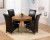 Savanna Oak Round Dining Table - 110cm &amp; 4 Palermo Leather Chairs - Cream, Black or Brown  
