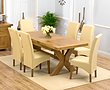 Bellano Solid Oak Extending Dining Table - 160-200cm & 6 Rochelle Leather Chairs - Cream, Black or Brown