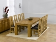 Turin Oak Dining Table - 240cm & 8 Girona Chairs with Leather Seats - Cream, Brown or Black