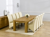 Turin Oak Dining Table - 240cm & 8 Palermo Leather Chairs - Cream, Brown or Black 