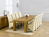 Turin Oak Dining Table - 240cm & 8 Palermo Leather Chairs - Cream, Brown or Black 