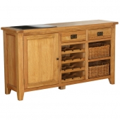 Vancouver Oak Petite 1 Door 2 Drawer 2 Basket Drawer Buffet with Wine Rack
