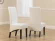 Savanna Dark Oak Dining Chairs with White Faux Leather Seats - Pair