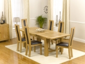 Soldana Oak Extending Dining Table -180-230cm & 6 Santander Oak and Leather Dining Chairs - Brown, Black or Cream Leather Seats