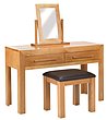 Cuba Solid Oak 2 Drawer Dressing Table, Mirror & Stool