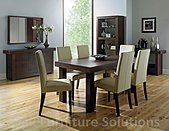 Akita Walnut 6-8 Seater Extending Dining Table & 6 Ivory Leather Tapered Back Chairs
