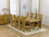 Castillo Oak Extending Dining Table & 8 Astoria Chairs - Cream, Black or Brown