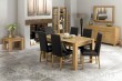 Lyon Oak End Extension Dining Table - 150cm  & 6 Brown Leather Chairs